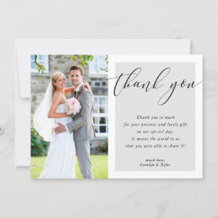 WEDDING THANK YOU photo elegant black pale gray