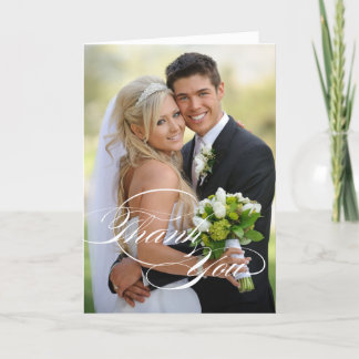 WEDDING THANK YOU PHOTO FOLDED CARD | WHITE SCRIPT