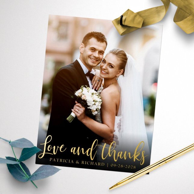 Wedding Thank You Photo Forever Grateful Foil Holiday Postcard (Creator Uploaded)
