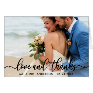 Wedding Thank You Photo Love and Thanks Fold B Cards