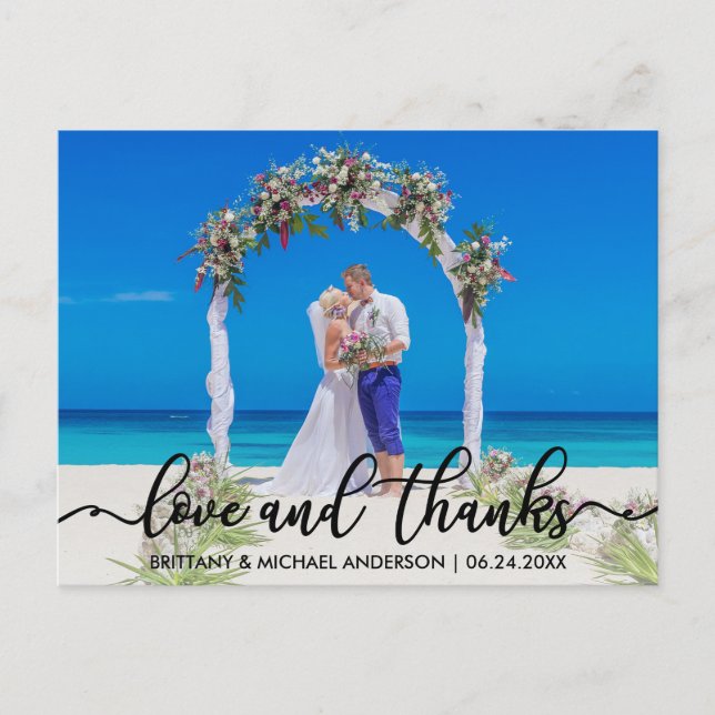 Wedding Thank You |  Photo Love and Thanks Postcard (Front)