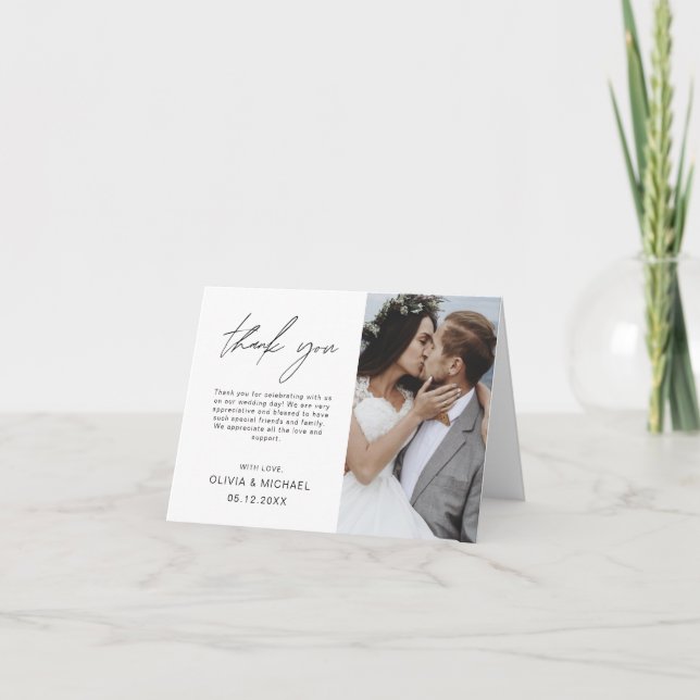 Wedding Thank You Photo Minimalist Elegant (Front)