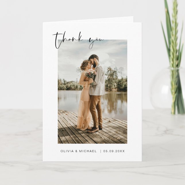 Wedding Thank You Photo Minimalist Romantic (Front)