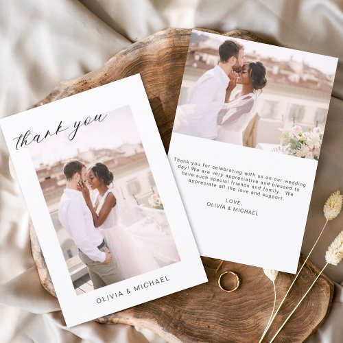 Wedding Thank You Photo Minimalist Romantic Card