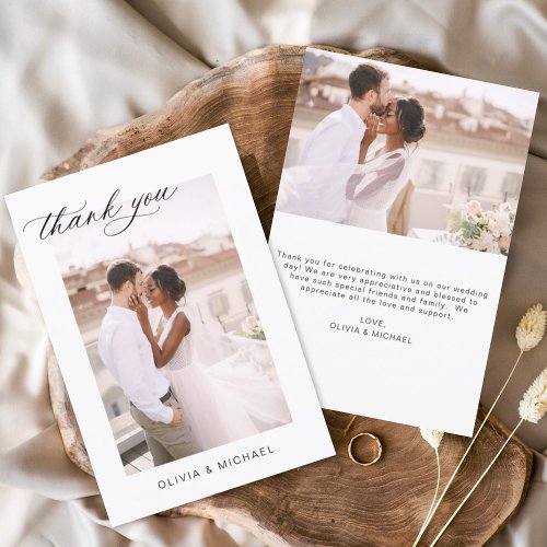 Wedding Thank You Photo Minimalist Romantic Card
