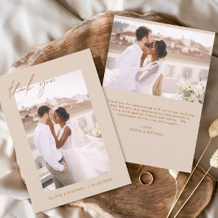 Wedding Thank You Photo Minimalist Romantic Card