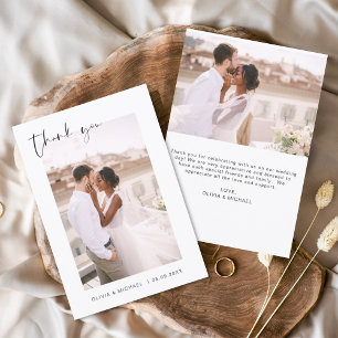 Wedding Thank You Photo Minimalist Romantic Card
