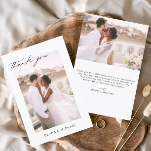 Wedding Thank You Photo Minimalist Romantic Card