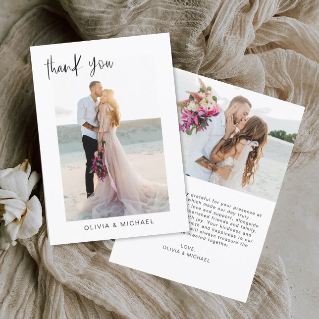 Wedding Thank You Photo Minimalist Romantic Card (Creator Uploaded)