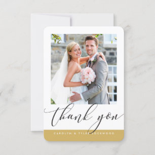 WEDDING THANK YOU photo modern calligraphy gold