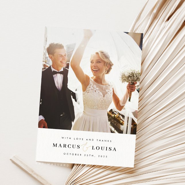 WEDDING THANK YOU photo modern elegant ampersand Card (Creator Uploaded)