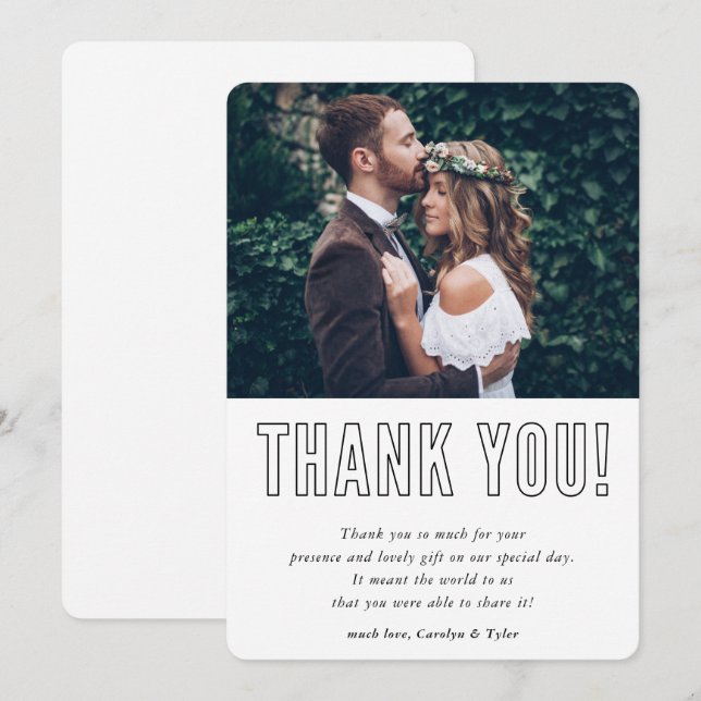 WEDDING THANK YOU photo modern minimal outline (Front/Back)