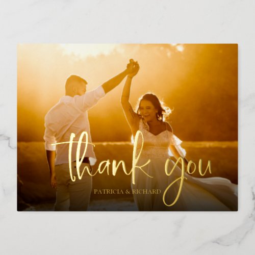 Wedding Thank You Photo Thank You Foil Holiday Postcard