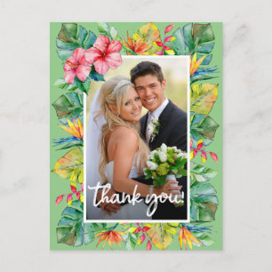 Wedding Thank You Photo with Tropical Border Postcard