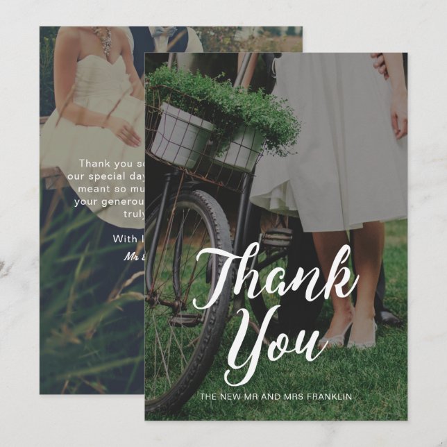 Wedding Thank you Photo with Typography Invitation (Front/Back)