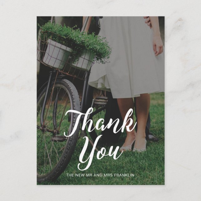 Wedding Thank you Photo with Typography Postcard (Front)