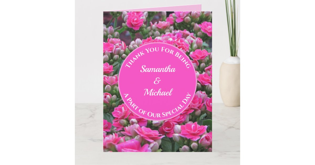 Wedding Thank You Pink Flowers Guest Appreciation Zazzle