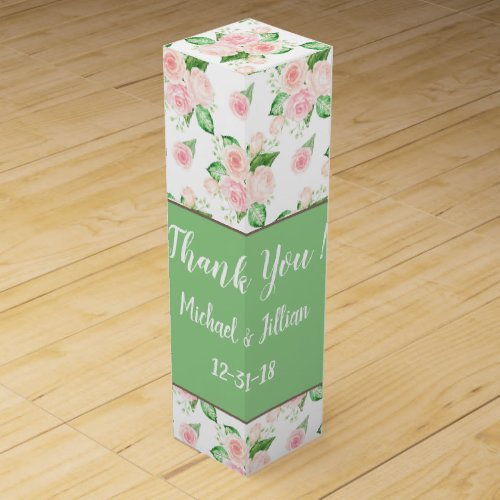 Wedding Thank You Pink Roses Wine Box