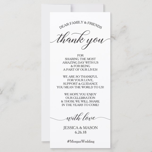 Wedding Thank You Place Card - Classic Script (Front)