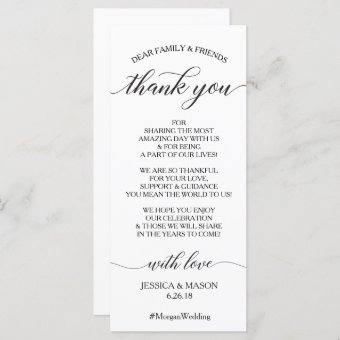 Wedding Thank You Place Card - Classic Script | Zazzle