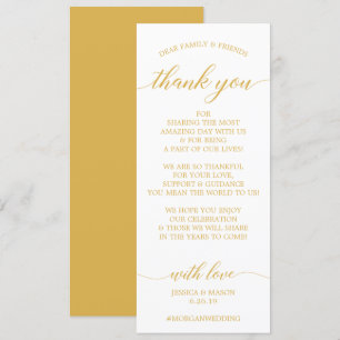 Wedding Thank You Place Card Gold