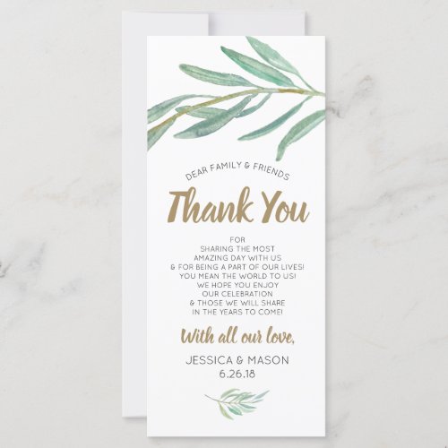 Wedding Thank You Place Card _ Rustic Greenery