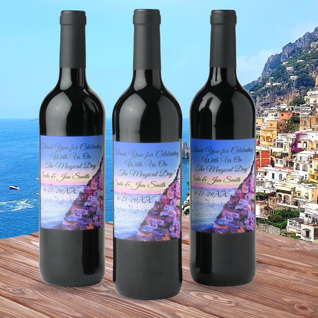Wedding Thank You Positano Italy Wine Label (Creator Uploaded)