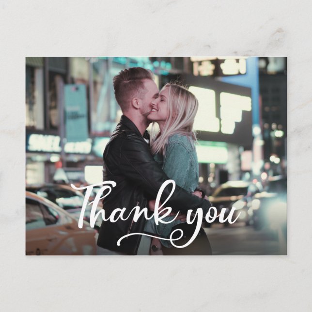 Wedding Thank you postcard modern hand lettered (Front)