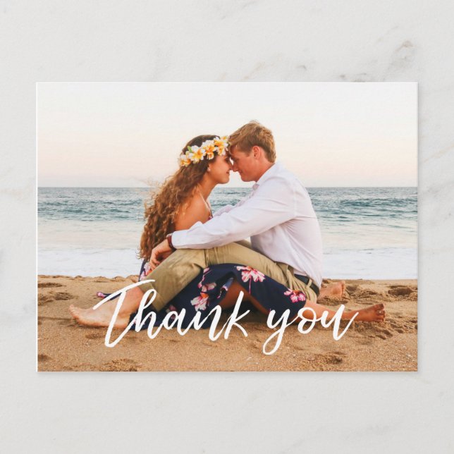 Wedding Thank you postcard modern hand lettered (Front)