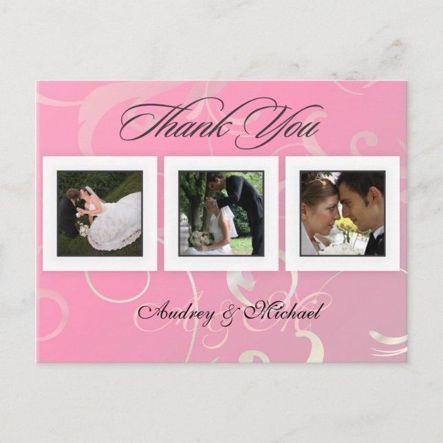 Wedding Thank you postcards insert your photos (Front)
