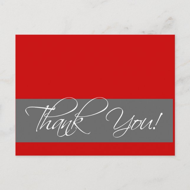 Wedding Thank You Postcards Red Grey (Front)