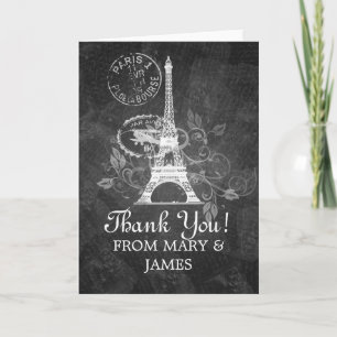 Wedding "Thank you" Romantic Paris Black Thank You Card