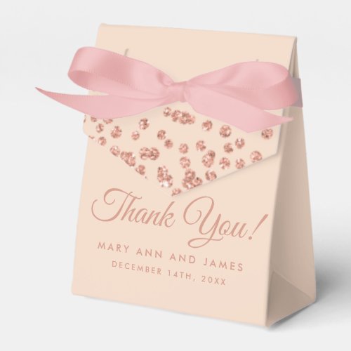 Wedding Thank You Rose Gold Glitter Confetti Blush Favor Boxes