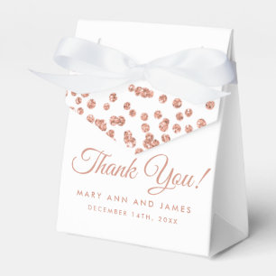 Wedding Thank You Rose Gold Glitter Confetti White Favor Boxes