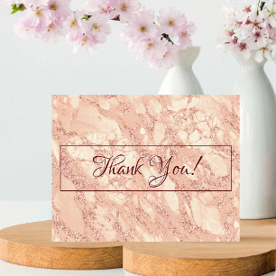 Wedding Thank You, Rose Gold Marble, Message, Vs 2 Postcard