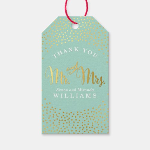 WEDDING THANK YOU rustic gold confetti spot MINT Gift Tags
