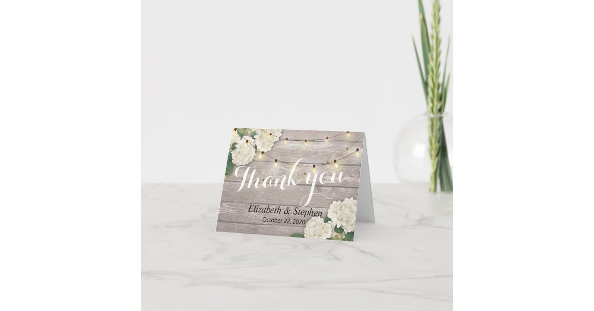 Wedding Thank You Rustic Wood Floral String Lights | Zazzle