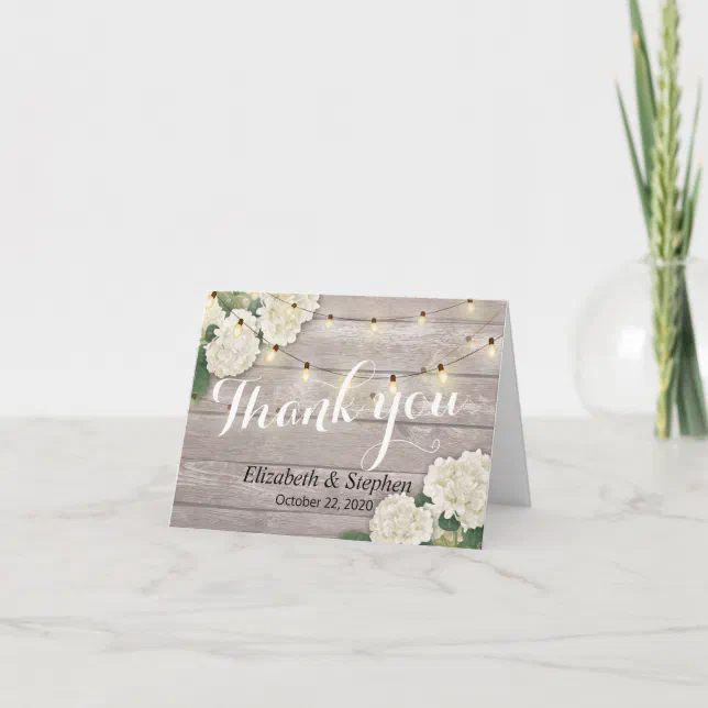 Wedding Thank You Rustic Wood Floral String Lights | Zazzle