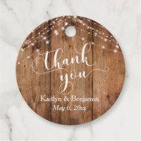 Wedding Thank You Rustic Wood & Light Strings Favor Tags
