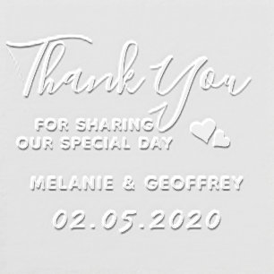 Wedding Thank You Script   Custom Names & Date Embosser