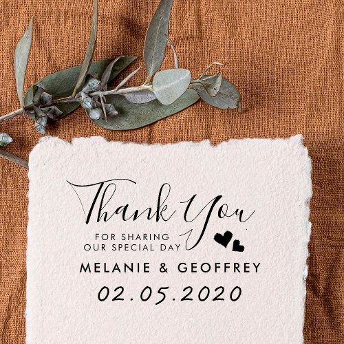 Wedding Thank You Script  Custom Names  Date Rubber Stamp