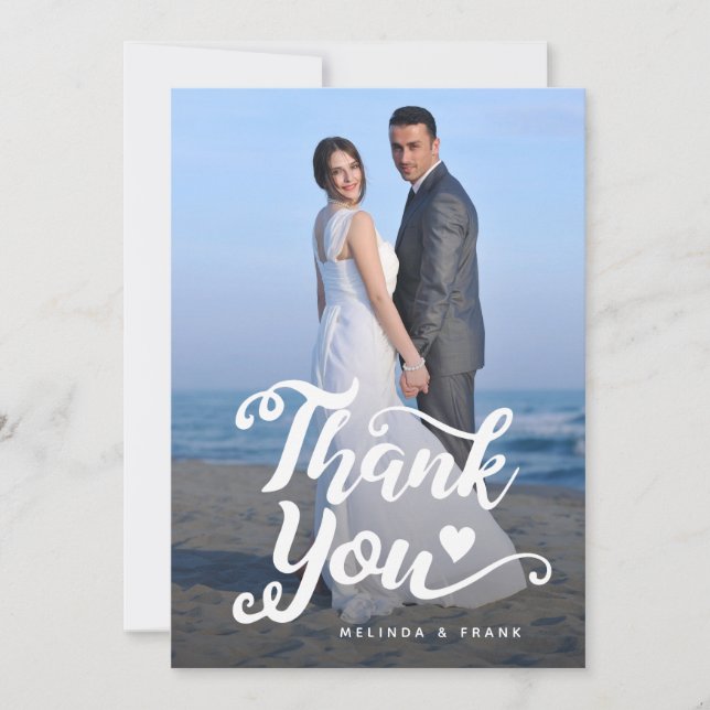 Wedding Thank You | Script Over Photo Postcard (Front)