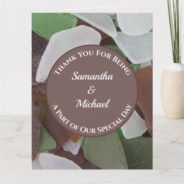 Wedding Thank You Sea Glass Beach Ceremony Card (Front)