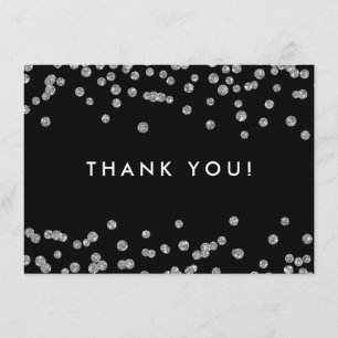 Wedding Thank You Silver Glitter Confetti Black