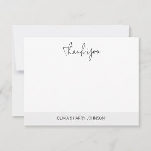 Wedding Thank You Silver White Flat Note Card