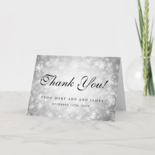 Wedding "Thank you" Silver Winter Wonderland Letterpress Thank You Card