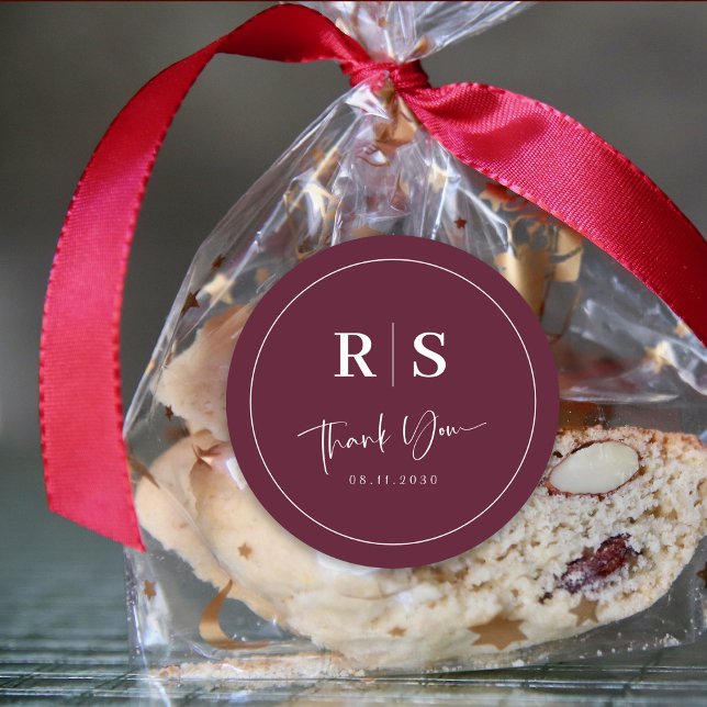 Wedding Thank You Sticker - Burgundy Elegance (Wedding Thank You Sticker - Burgundy Elegance)