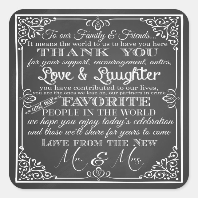 Wedding Thank you stickers Mr & Mrs favor (Front)