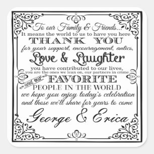 Wedding thank you stickers mr& mrs favor