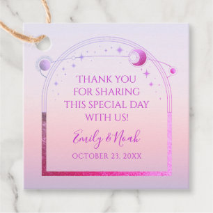 Wedding Thank You Sunset Pink Sun Moon Stars Favor Tags